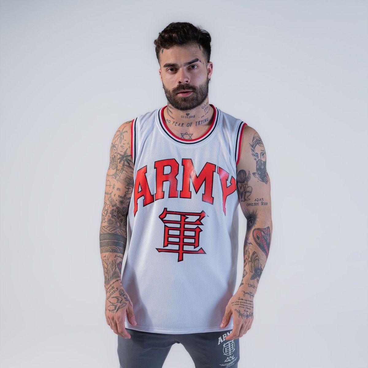 Regata Basquete Army Logo Branco
