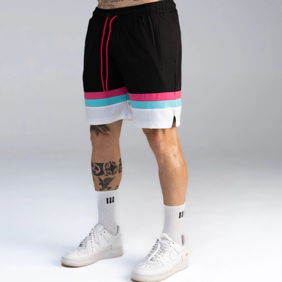 Bermuda Tactel Mith Athl Logo Preto