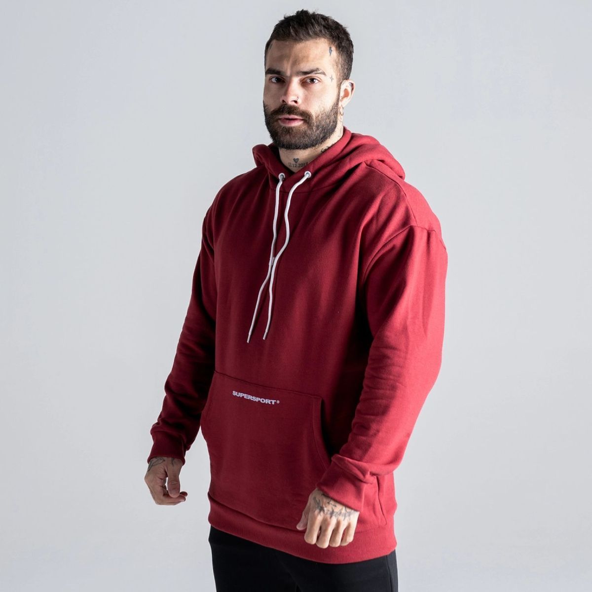 Blusa Moletom Oversized Capuz 03 Bordô