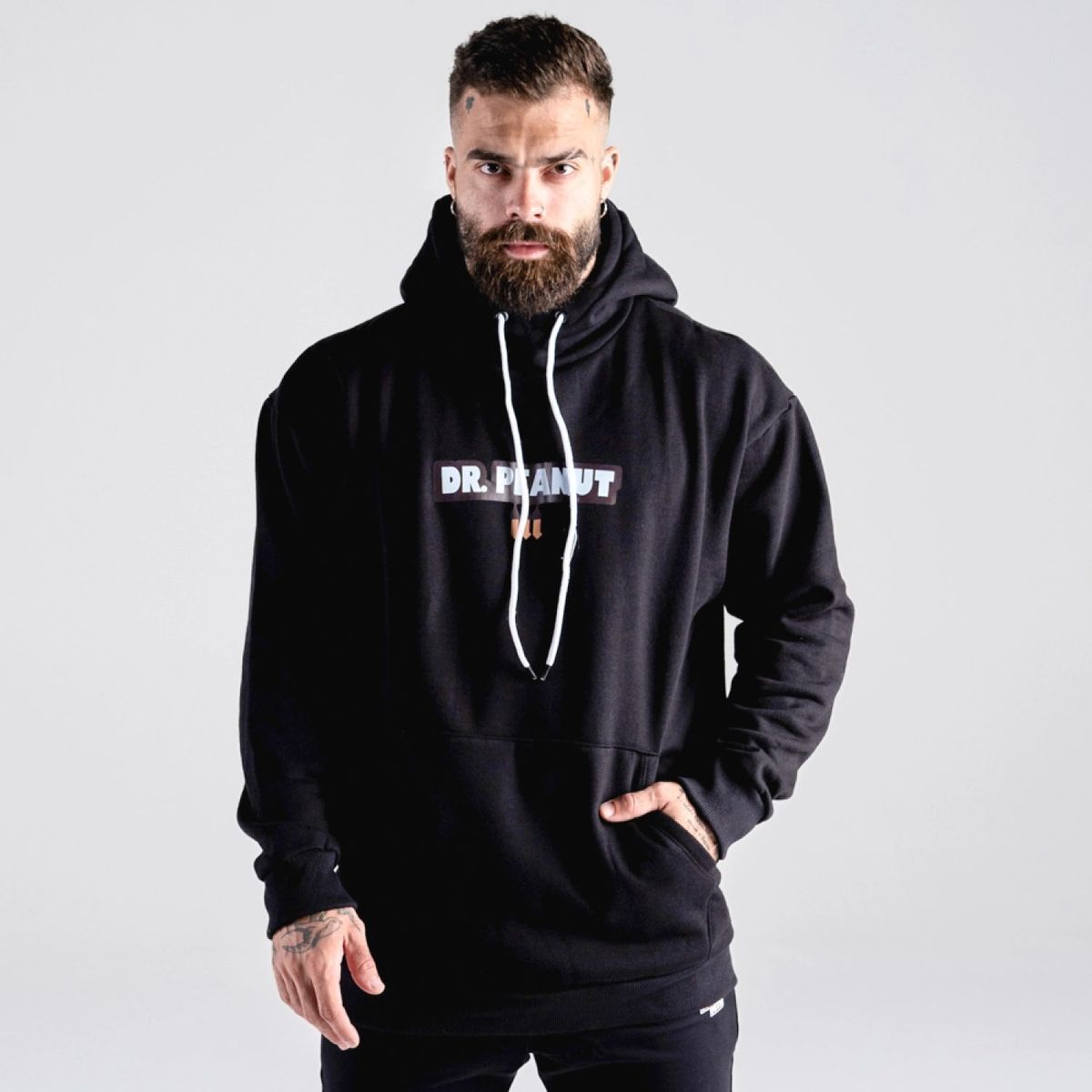 Blusa de Moletom Capuz Oversized Mith Dr Peanut Logo Preto