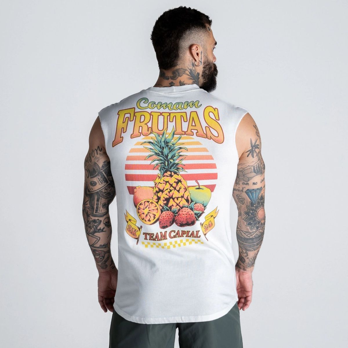 Regata Drop Shoulder Slevelles Estonada Comam Frutas Off White