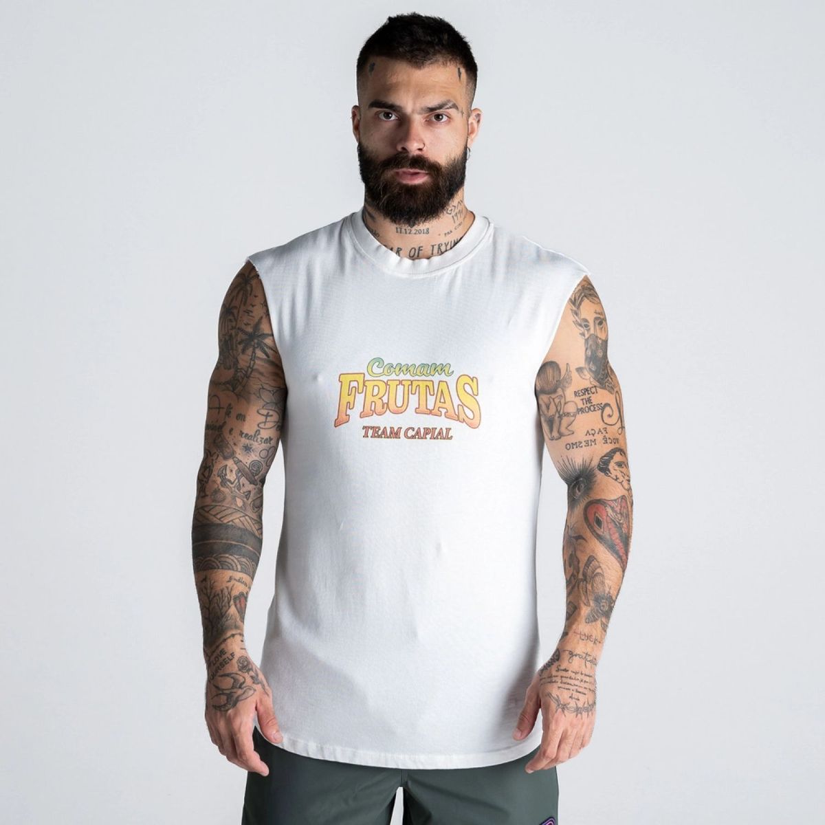 Regata Drop Shoulder Slevelles Estonada Comam Frutas Off White