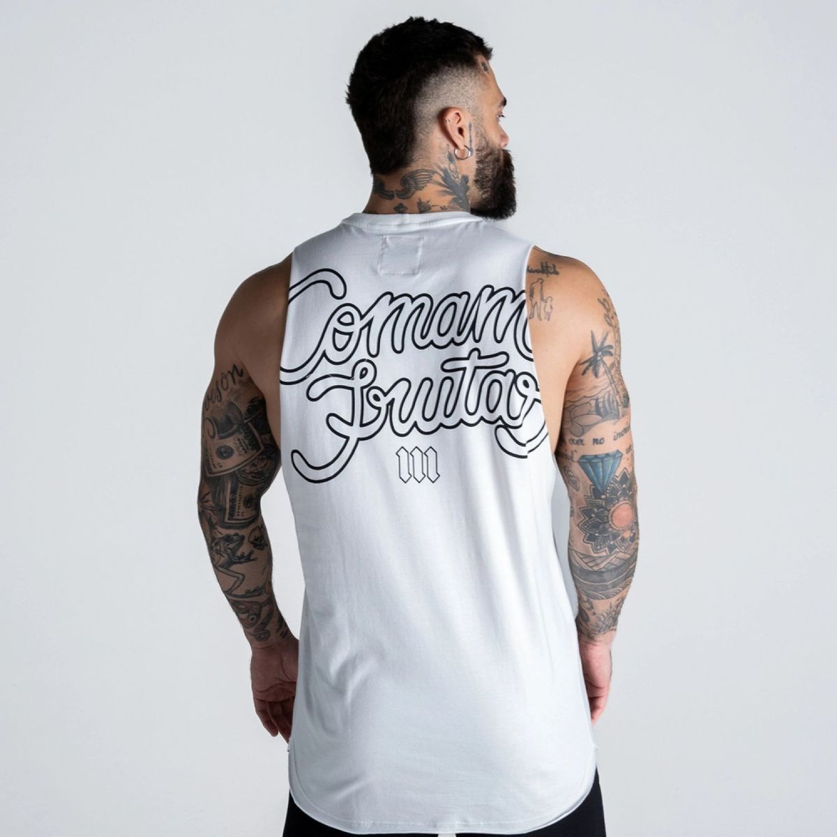 Regata Cut Off Estonada Comam Frutas Bege