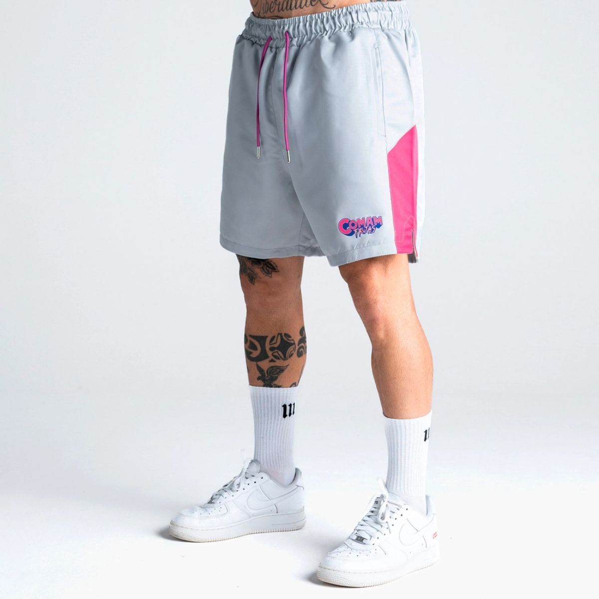 Shorts de Tactel Forrado Comam Frutas Off White