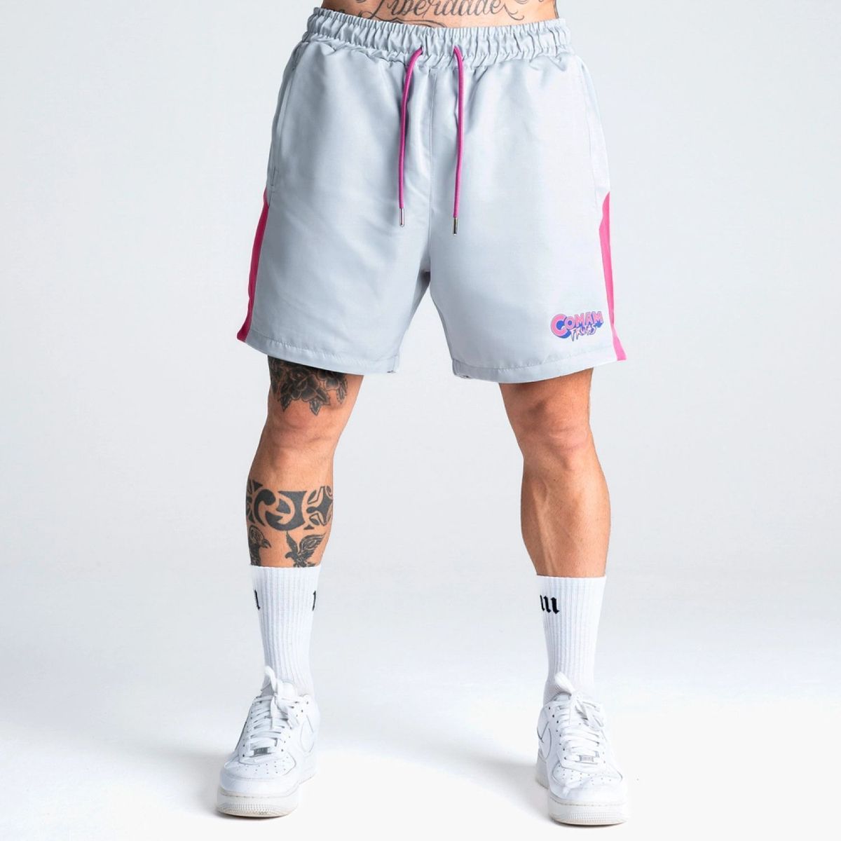 Shorts de Tactel Forrado Comam Frutas Off White