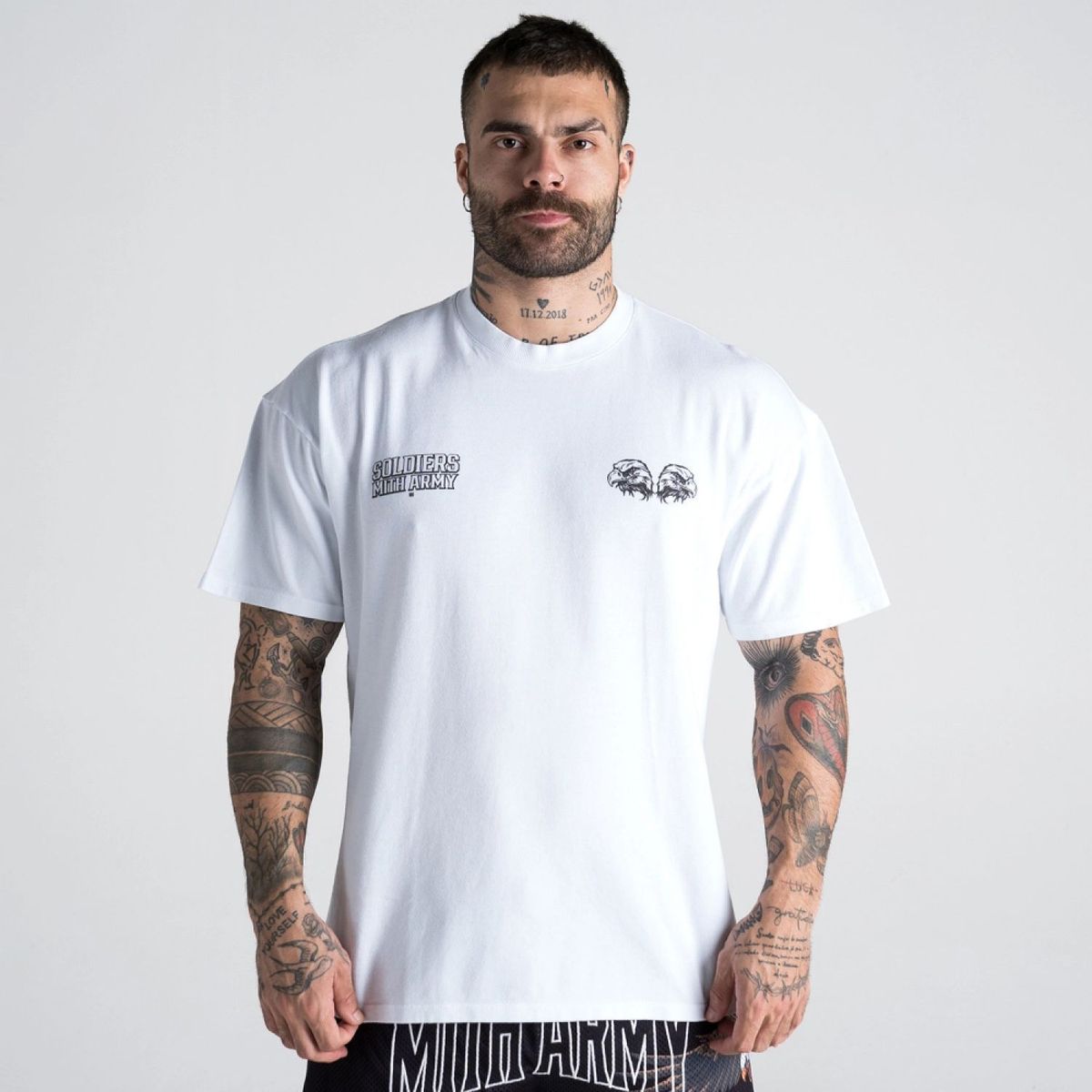 Camiseta Oversized Estonada Mith Army Soldiers Branco