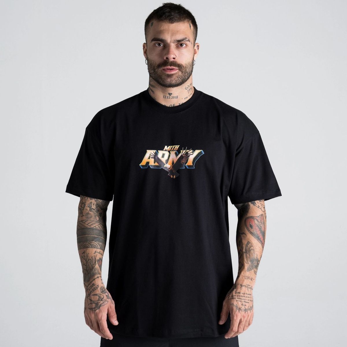 Camiseta Oversized Mith Army Fly Eagles Preto