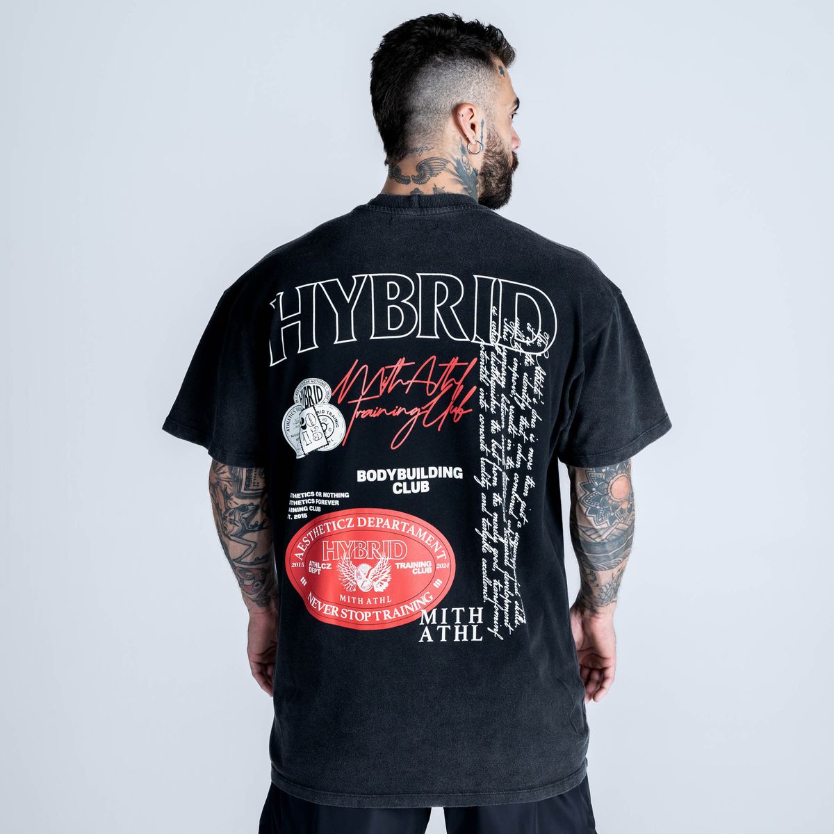 Camiseta Oversized Estonada Mith Athl Stamps Departaments Preto