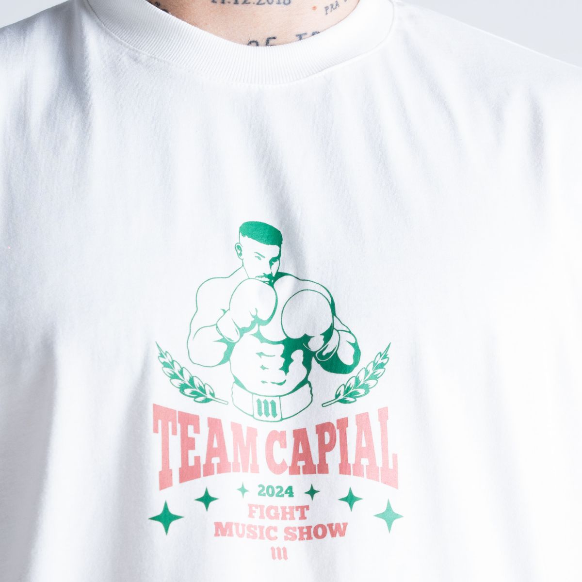 Camiseta Oversized Comam Frutas Special Edition Fight Music Show Off White