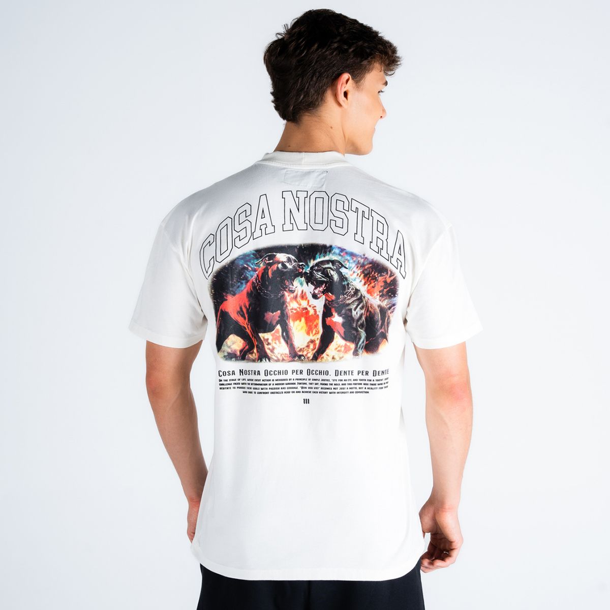 Camiseta Oversized Estonada Mith Gang Occhio Per Occhio Off White