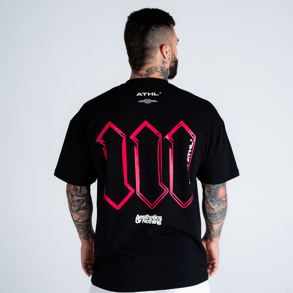 Camiseta Oversized Athl Doodle Preto