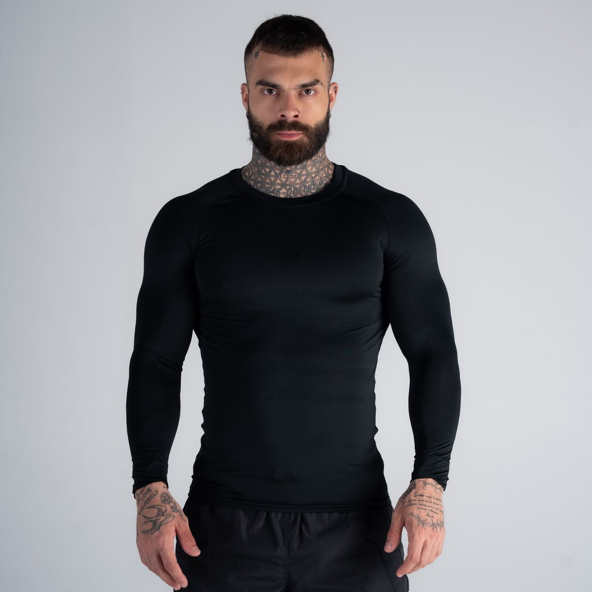 Camisa Compressão Manga Longa Raglan Mith Nation Preto