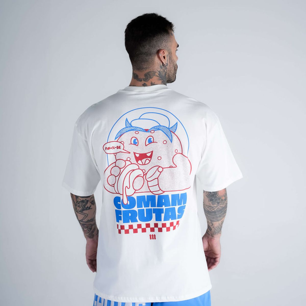 Camiseta Oversized Estonada Comam Frutas Reticle Blue Burger Off White