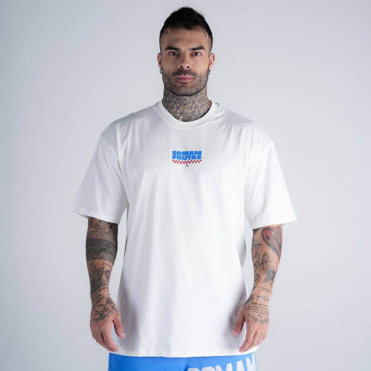 Camiseta Oversized Estonada Comam Frutas Reticle Blue Burger Off White