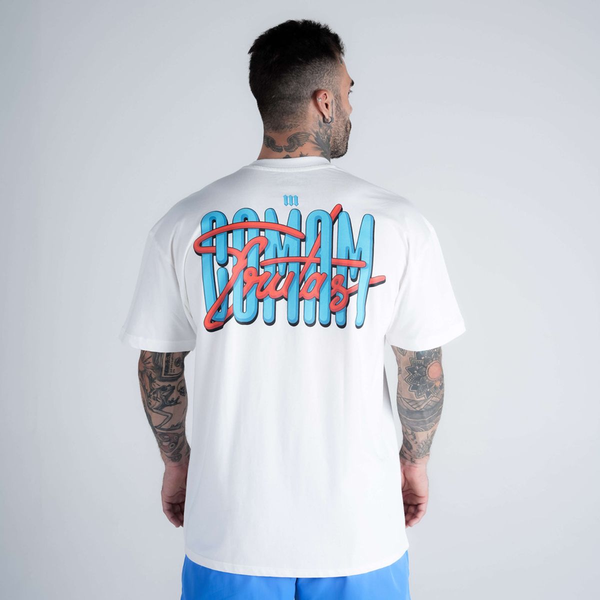 Camiseta Oversized Comam Frutas Lettering Off White