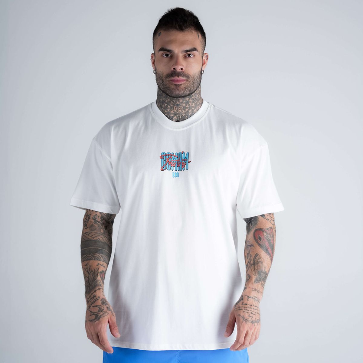 Camiseta Oversized Comam Frutas Lettering Off White