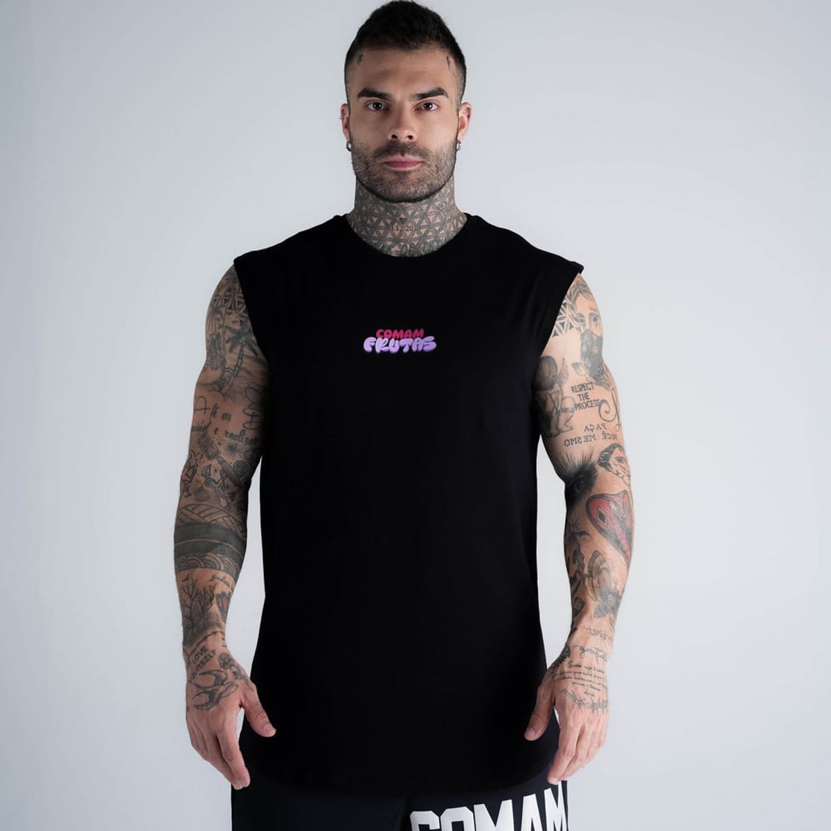 Regata Drop Shoulder Slevelles Mith Comam Frutas Neon Toyart Preto