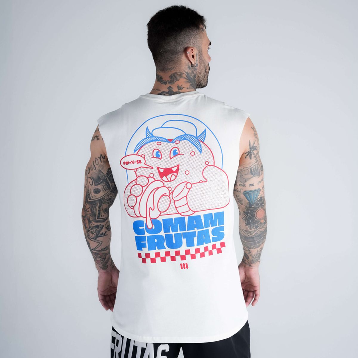 Regata Drop Shoulder Slevelles Mith Comam Frutas Reticule Burger Off White