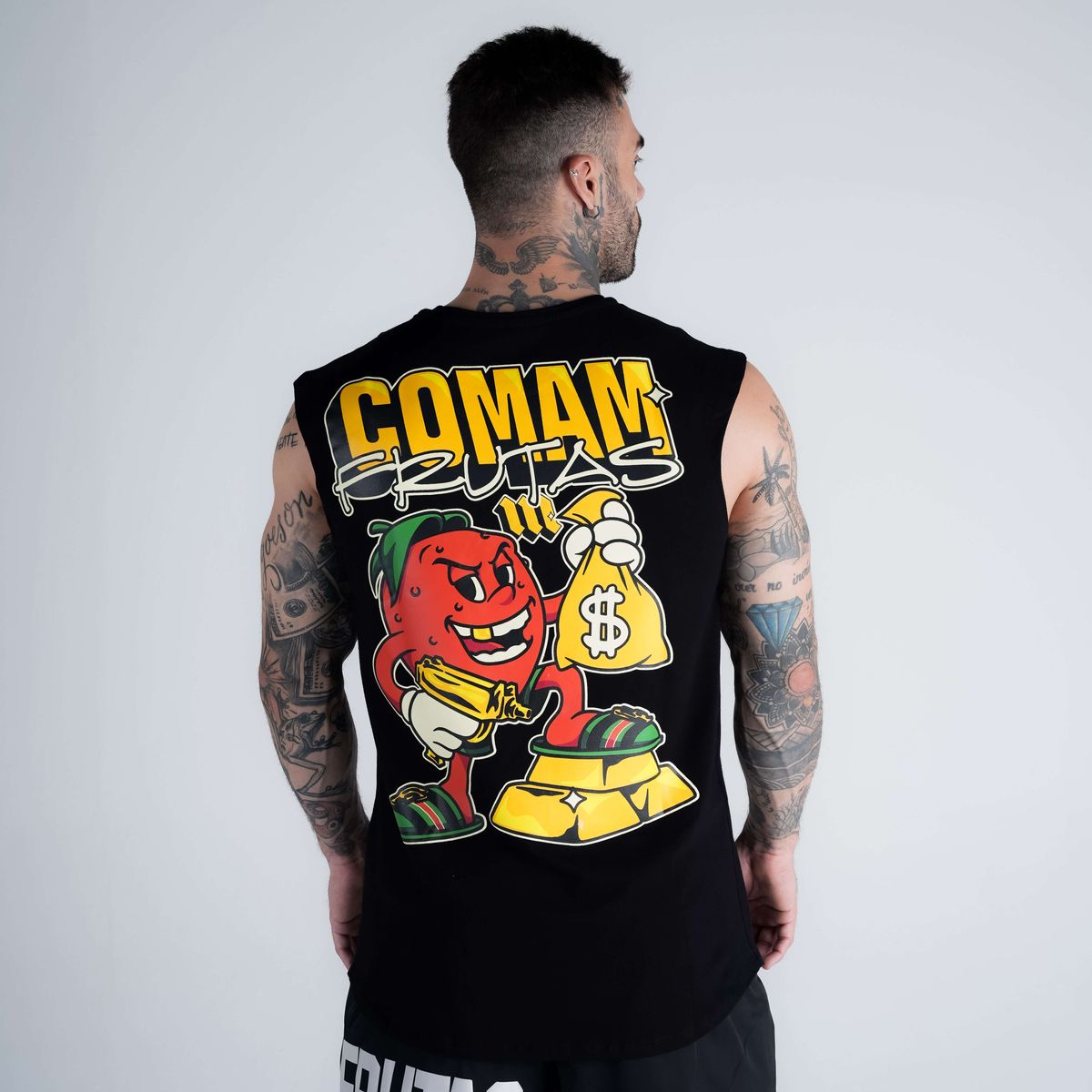 Regata Drop Shoulder Slevelles Mith Comam Frutas Richie Preto