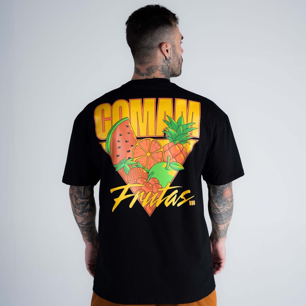 Camiseta Oversized Comam Frutas Miami Fruit Spectrum Preto