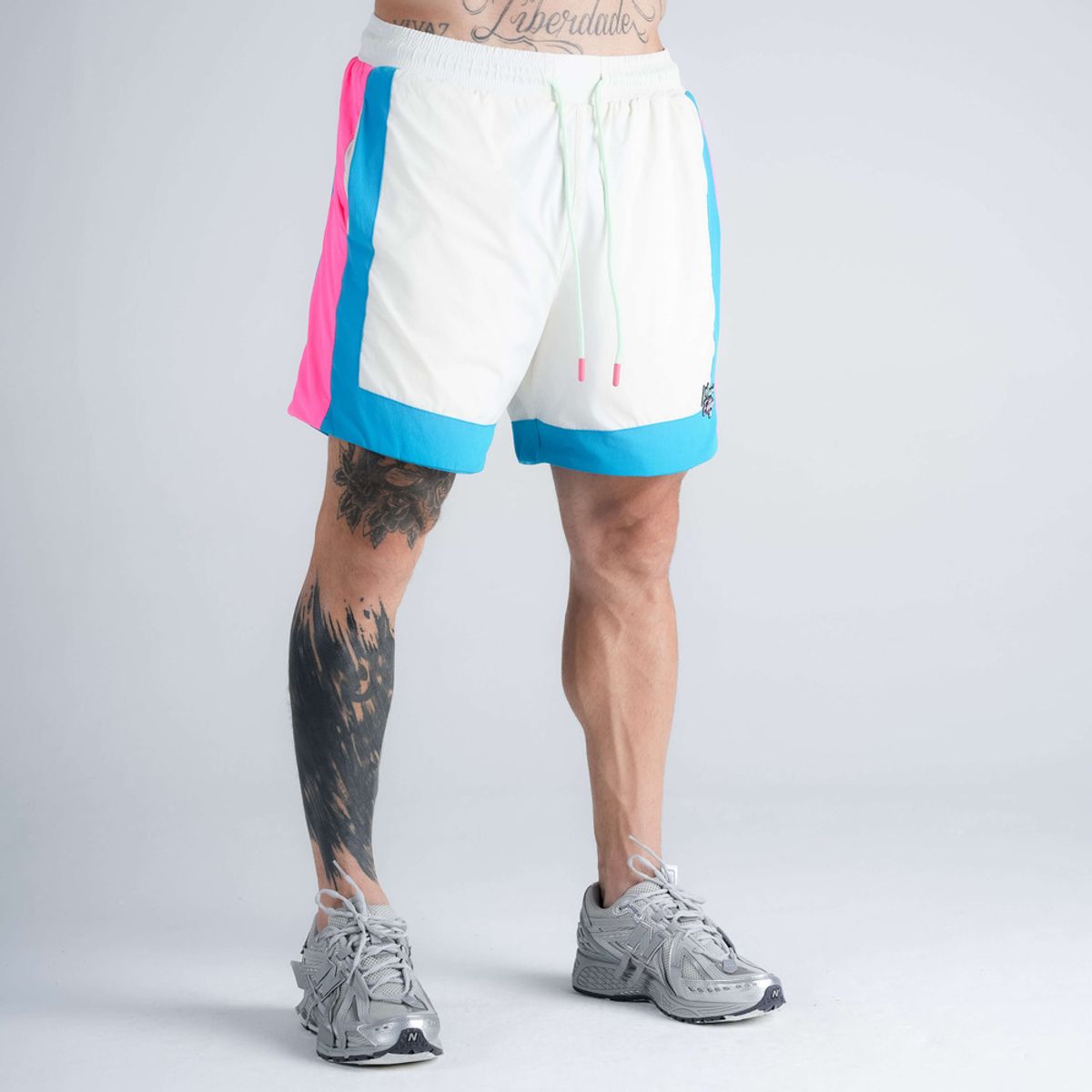 Shorts Curto Tactel Comam Frutas Miami Edition Off White