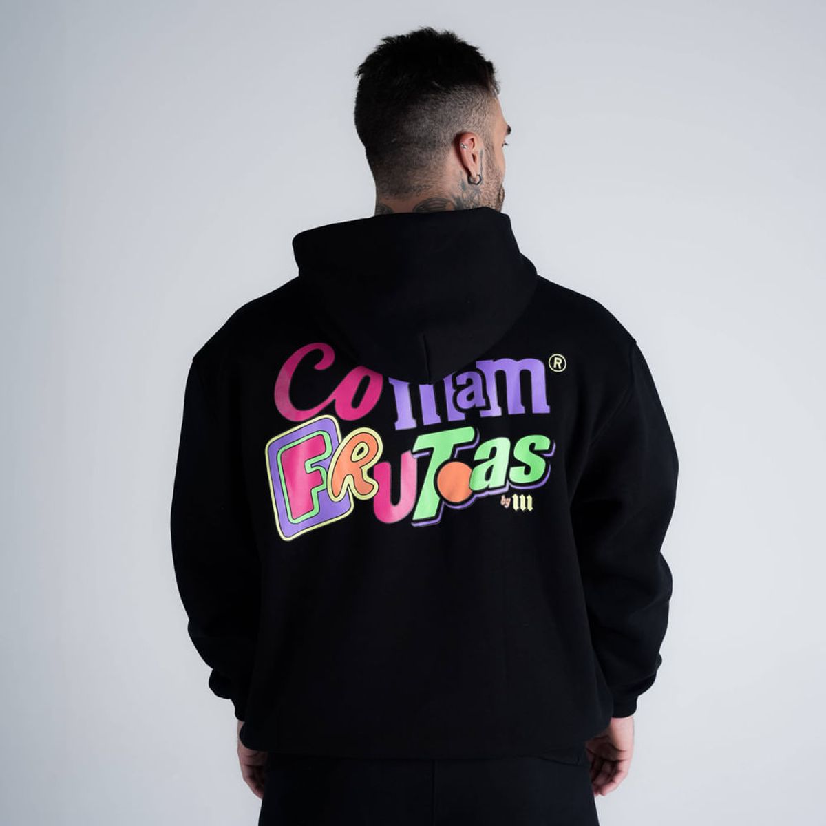 Blusa de Moletom Oversized Capuz Mith Comam Frutas MM'S Preto