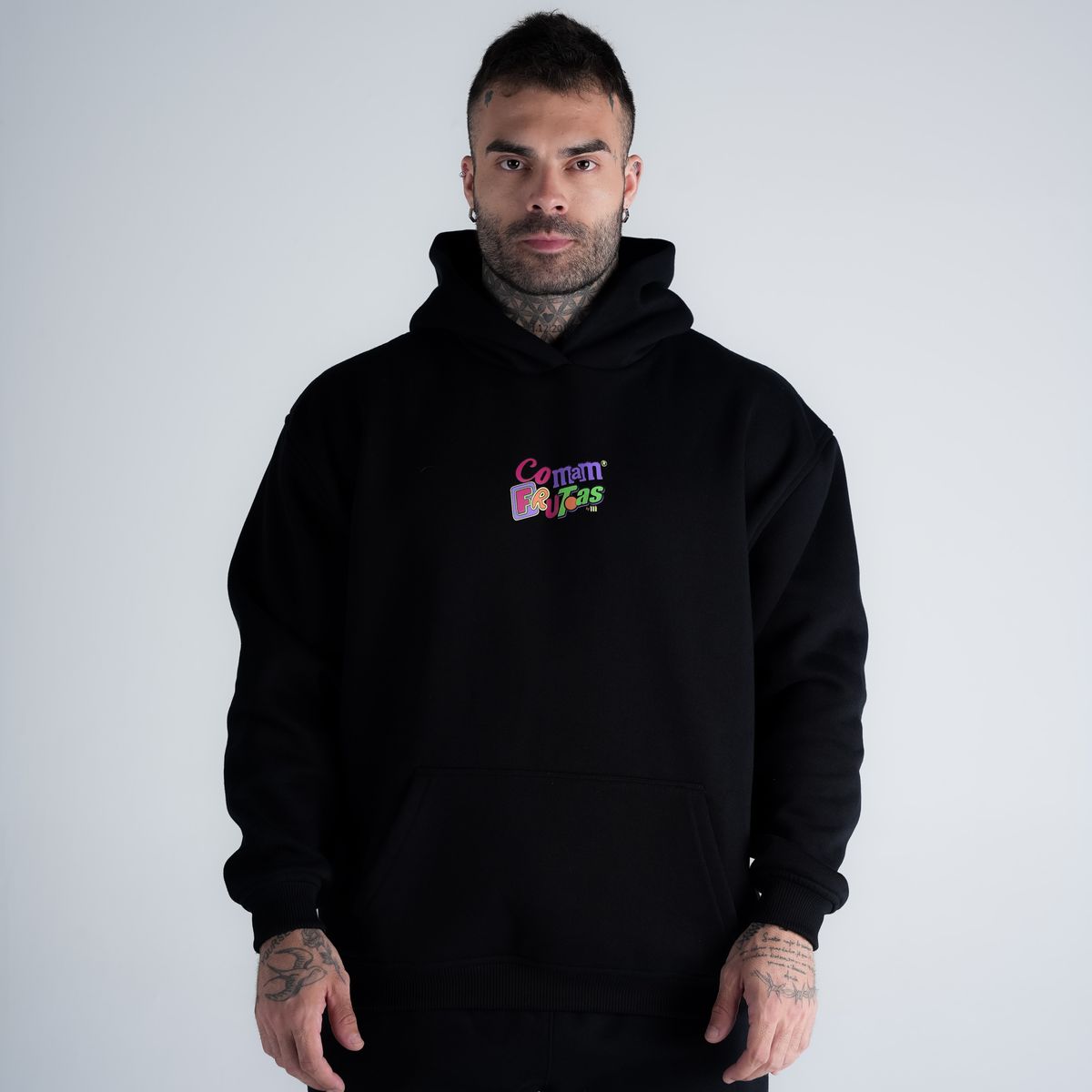 Blusa de Moletom Oversized Capuz Mith Comam Frutas MM'S Preto