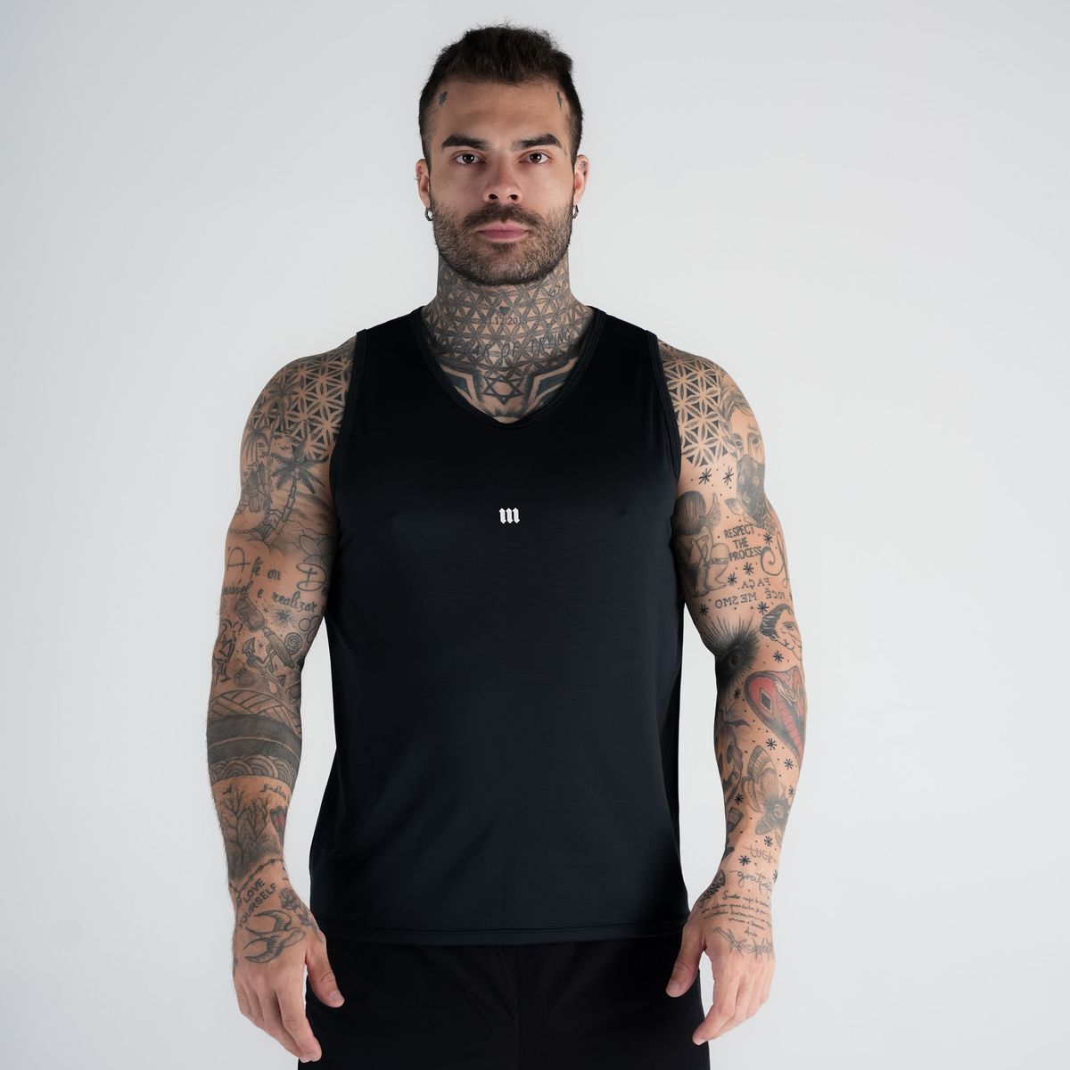 Regata Tank Top Dry Fit Logo Preto