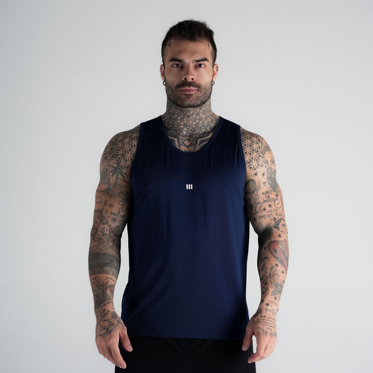 Regata Tank Top Dry Fit Logo Marinho