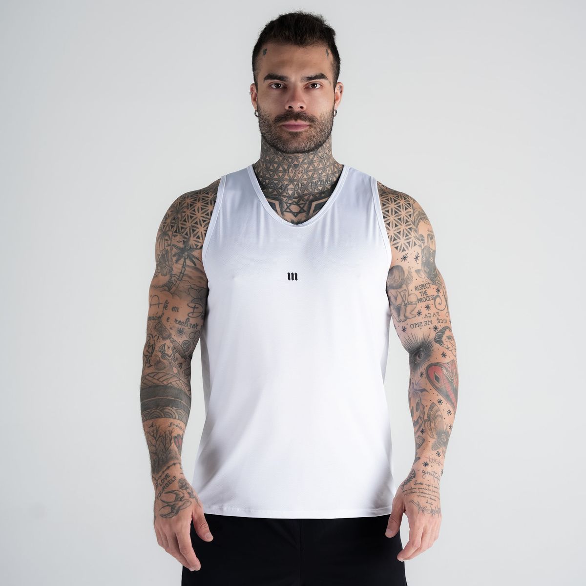 Regata Tank Top Dry Fit Logo Branco