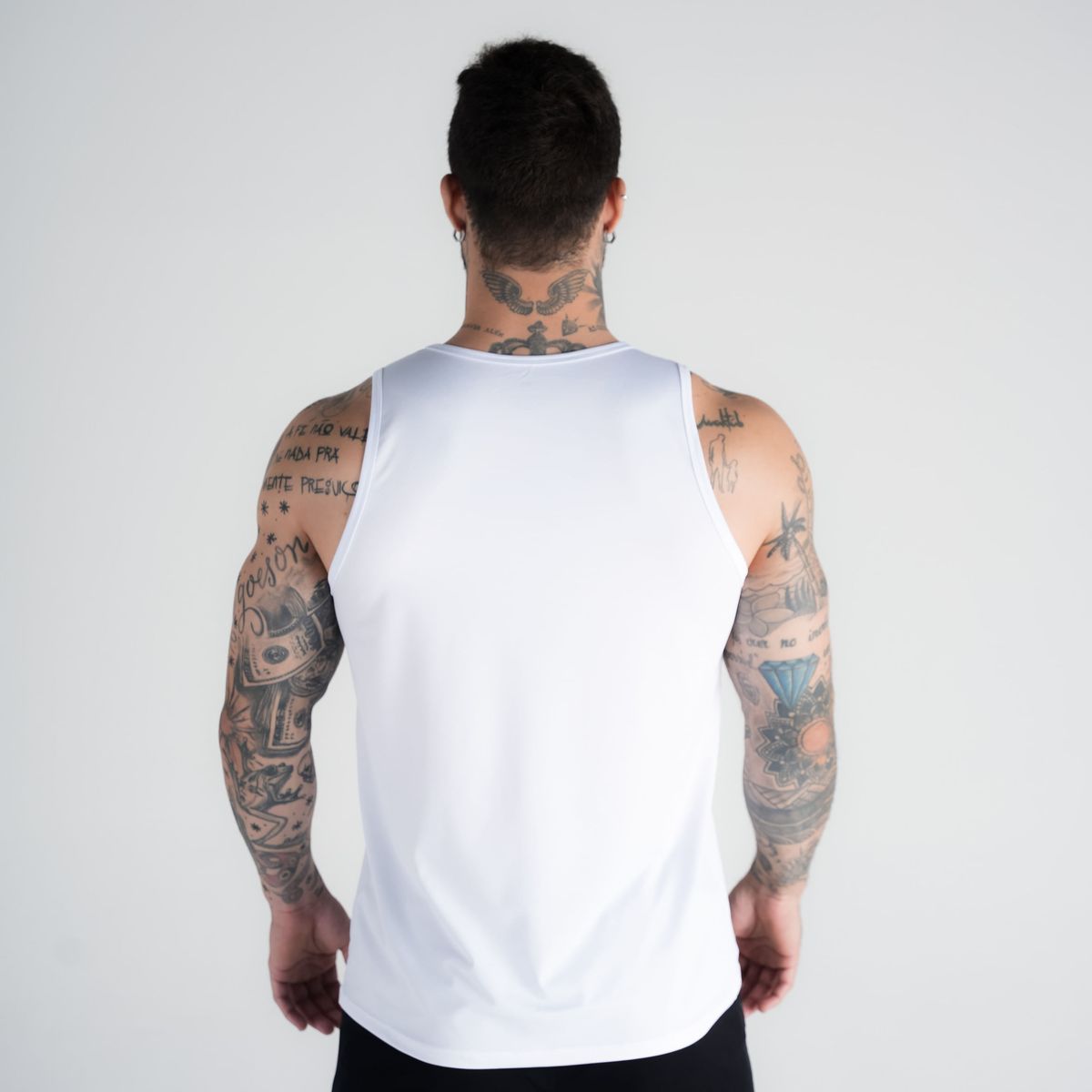 Regata Tank Top Dry Fit Logo Branco
