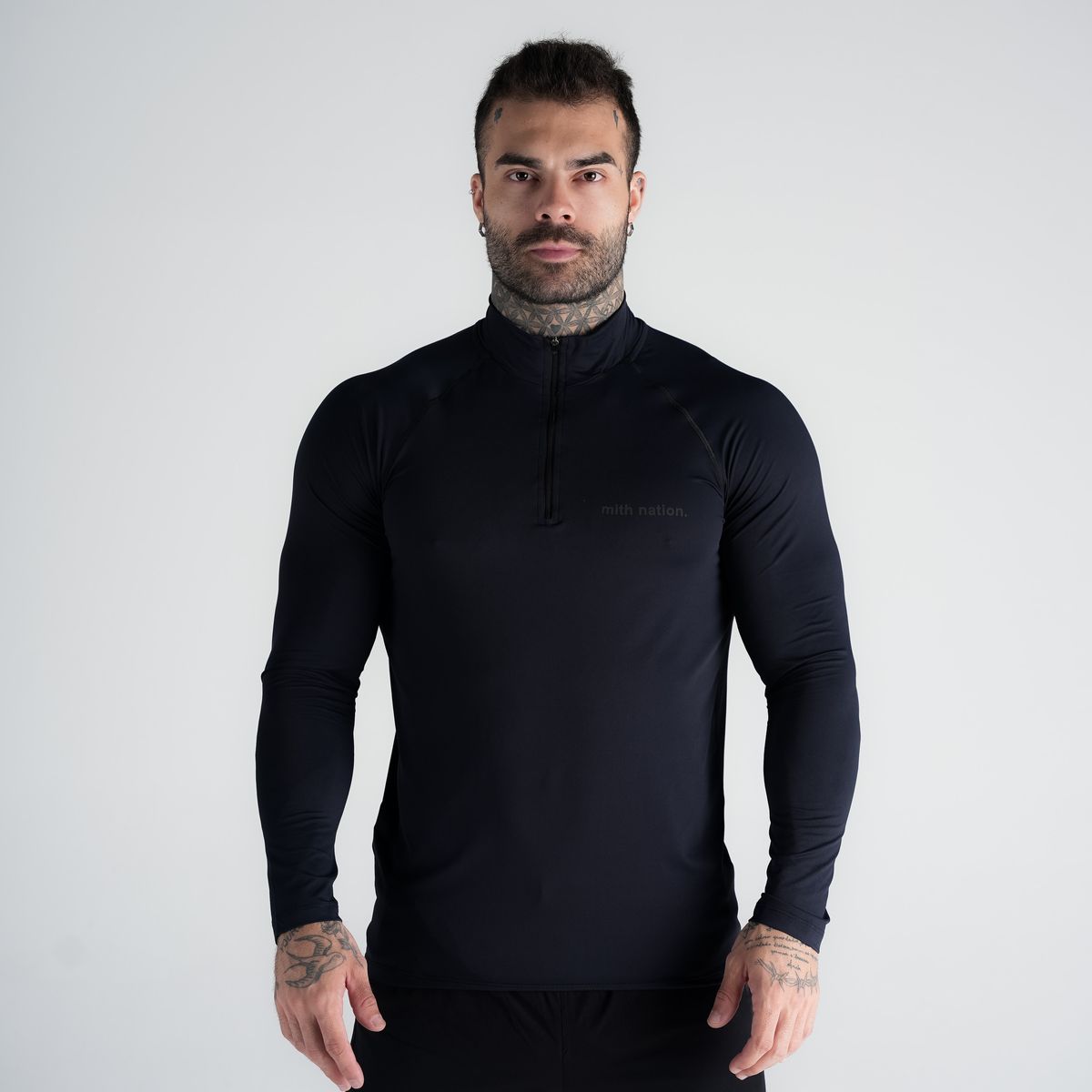 Camisa Compressão Manga Longa Raglan Mith Nation Preto