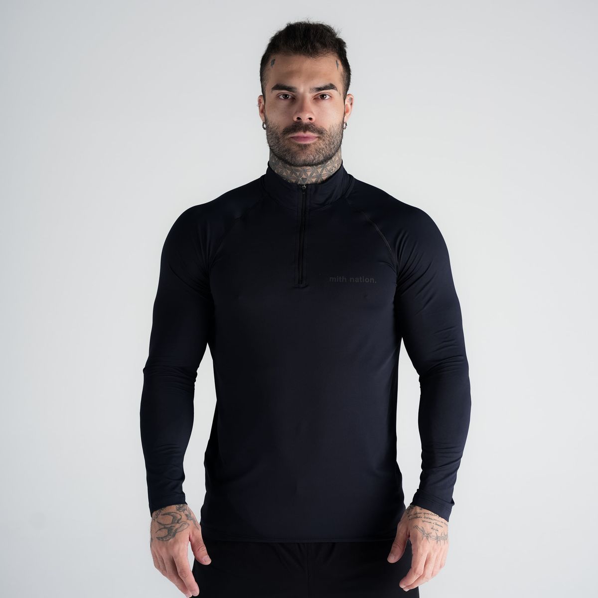 Camisa Compressão Manga Longa Raglan Mith Nation Preto