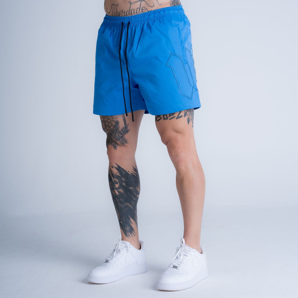 Shorts De Tactel Mith Nation Performance Embroidery Azul