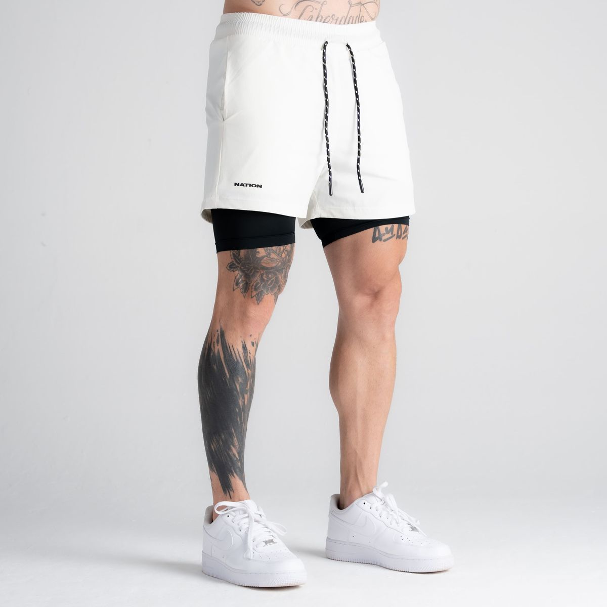 Shorts Tactel Com Compressão Mith Nation Off White