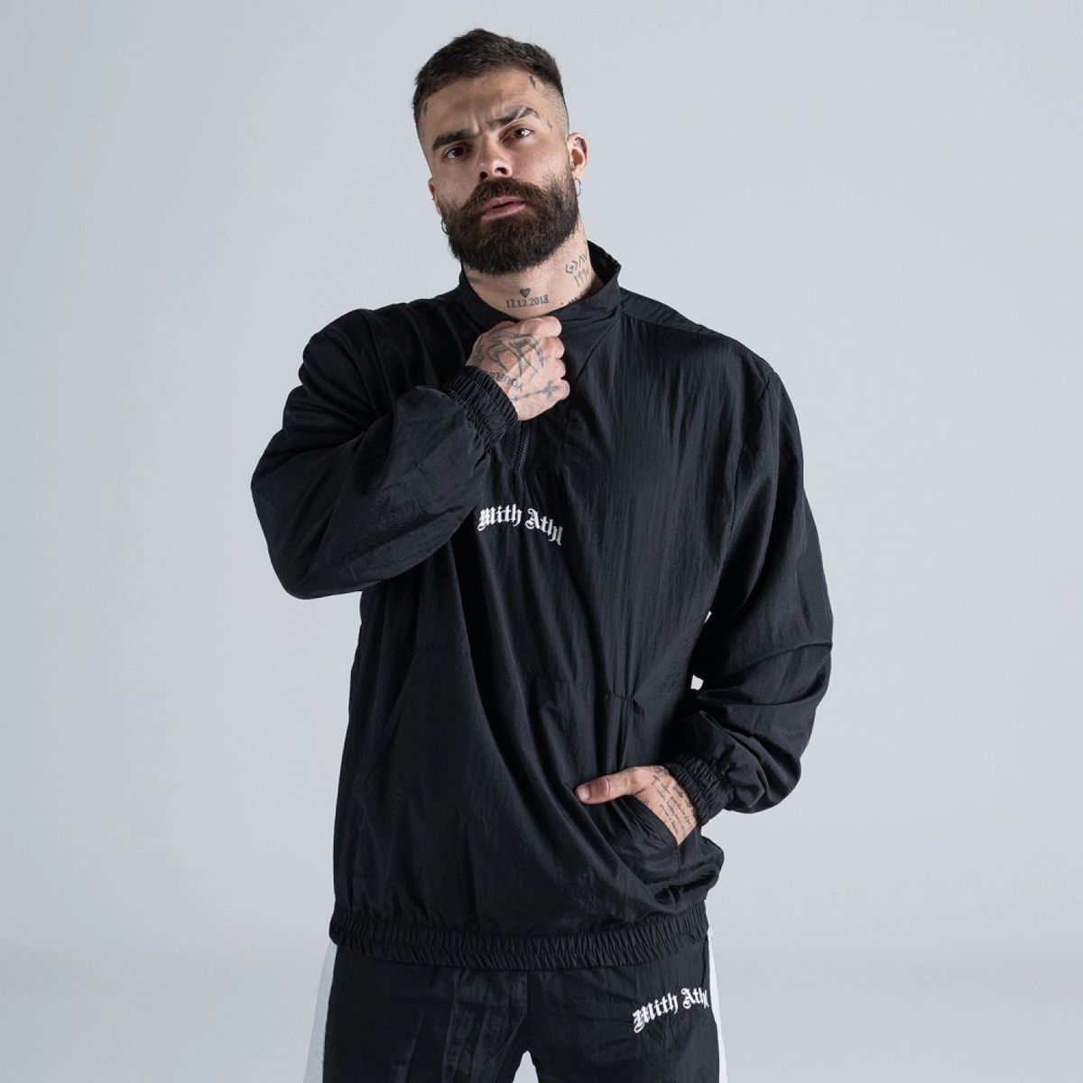 Jaqueta oversized Corta Vento Mith Athl Fight Club Preto
