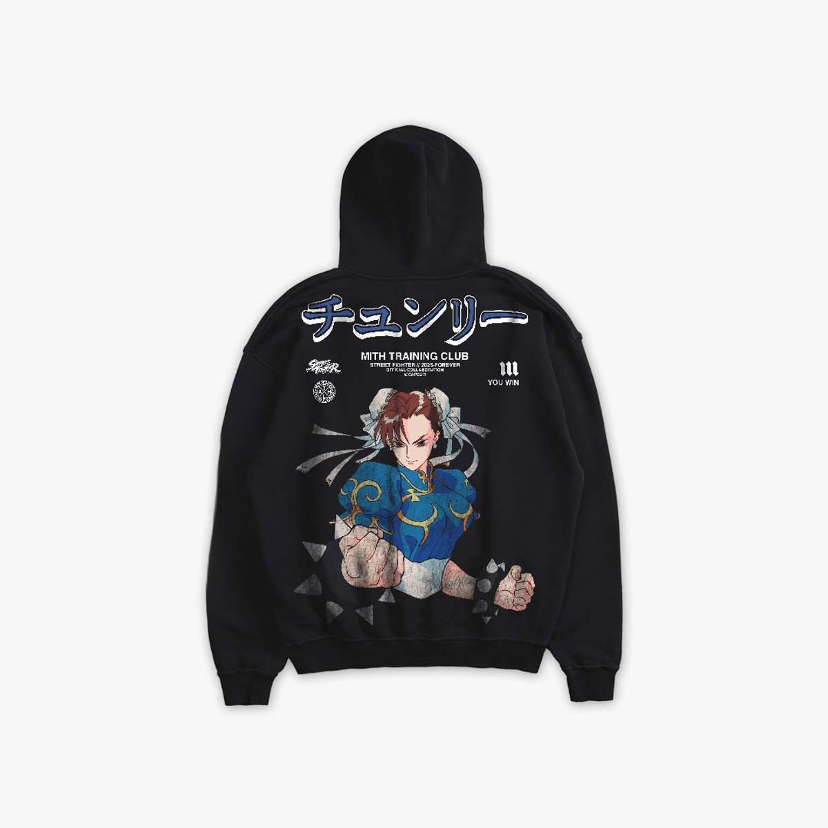 Blusa De Moletom Oversized Capuz Street Fighter Chun Li Preto