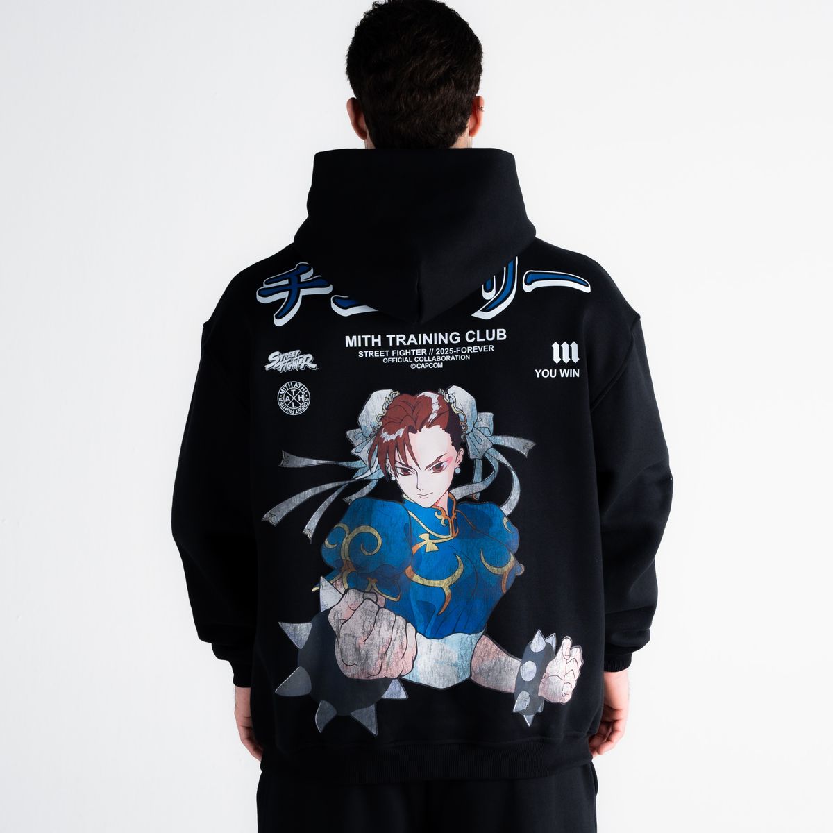 Blusa De Moletom Oversized Capuz Street Fighter Chun Li Preto