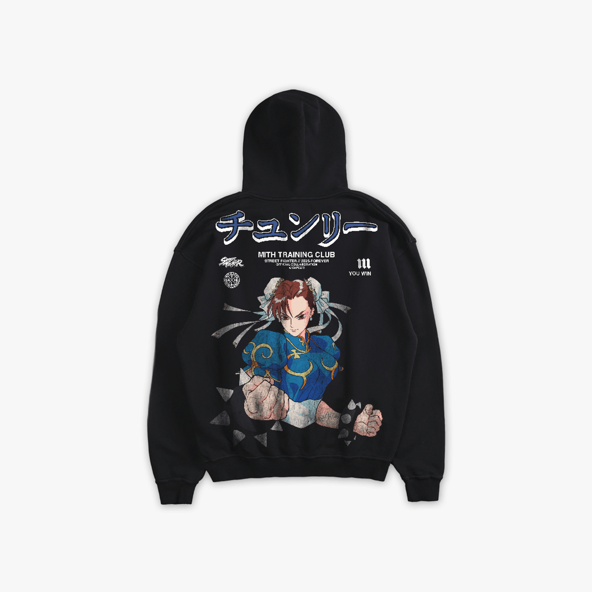 Blusa De Moletom Oversized Capuz Street Fighter Chun Li Preto