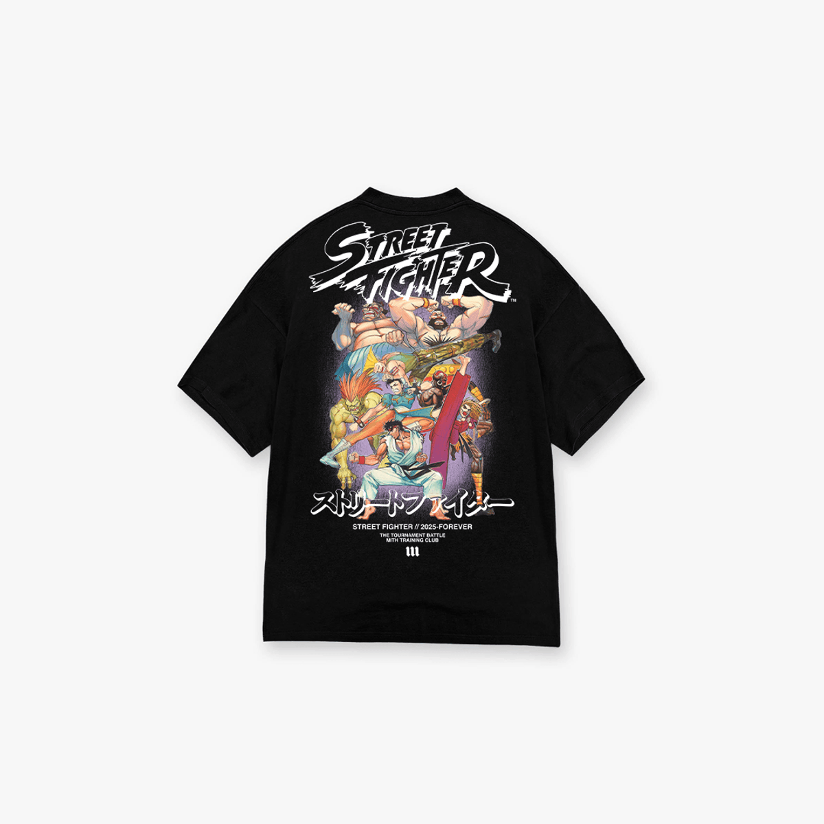 Camiseta Oversized Street Fighter Logo Line Preto