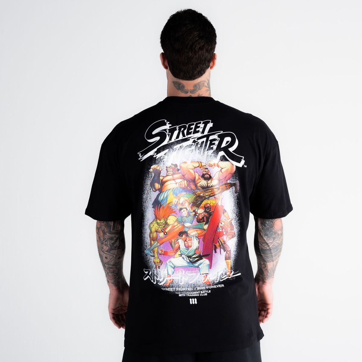 Camiseta Oversized Street Fighter Logo Line Preto