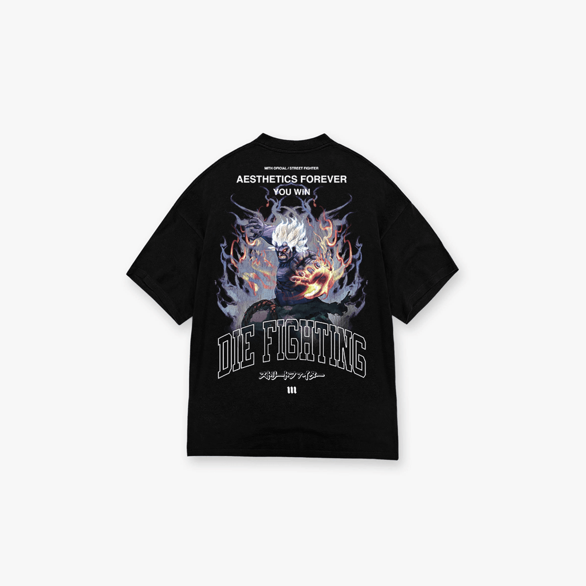 Camiseta Oversized Street Fighter Akuma Aesthetics Preto