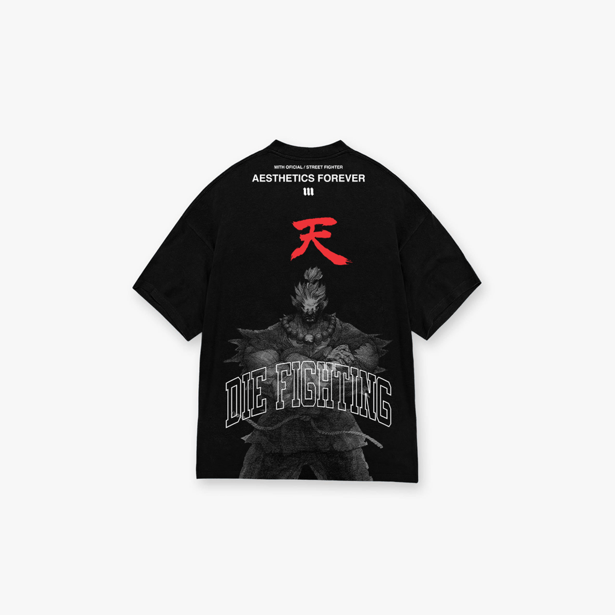 Camiseta Oversized Street Fighter Akuma Aesthetics Mono Preto