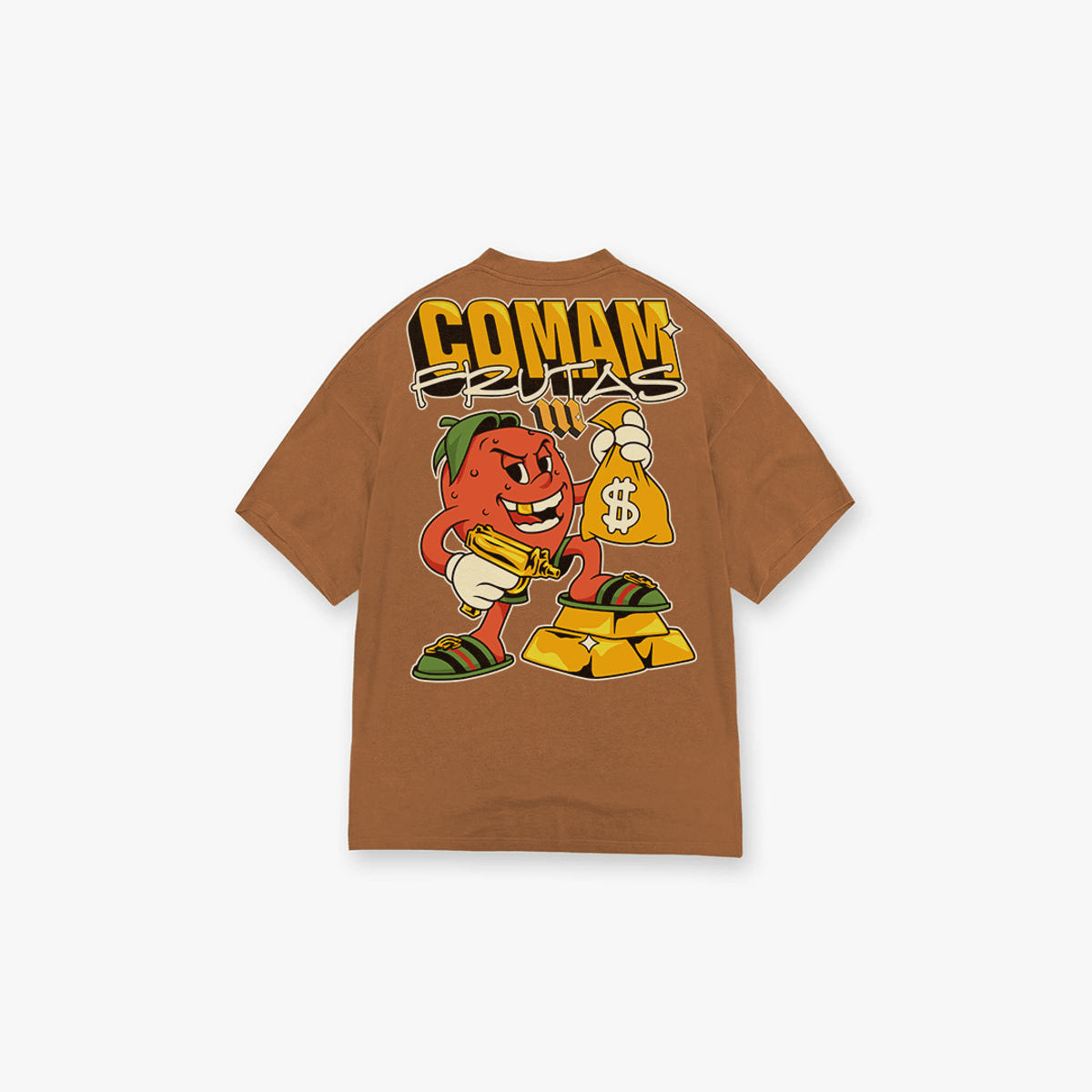 Camiseta Oversized Comam Frutas Richie Marrom