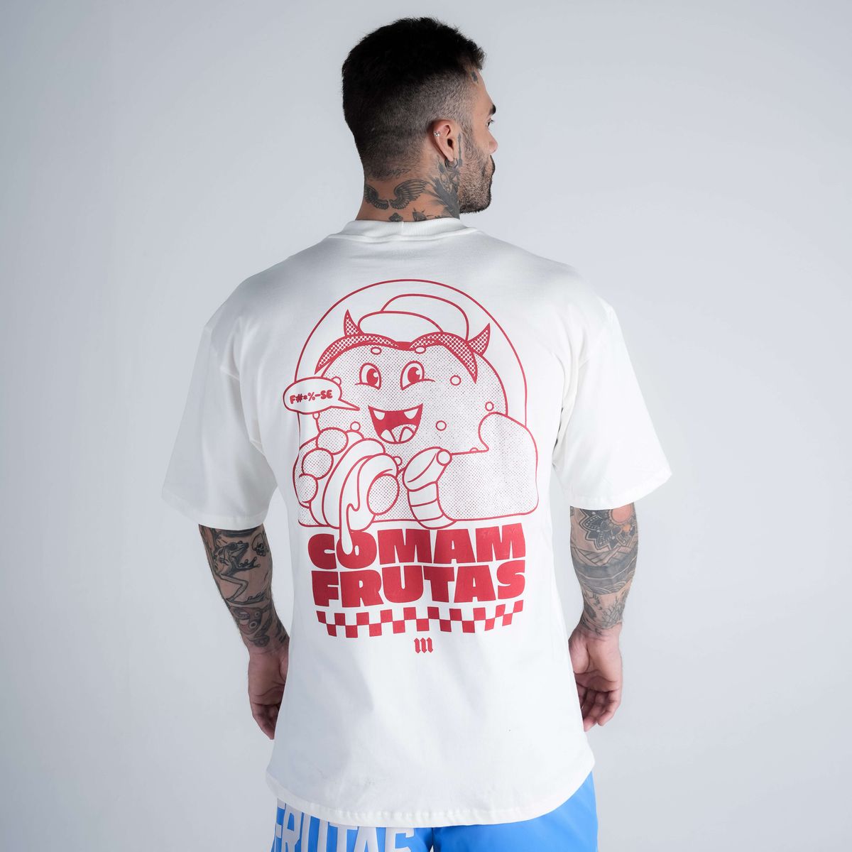 Camiseta Oversized Estonada Comam Frutas Reticle Red Burguer Off White