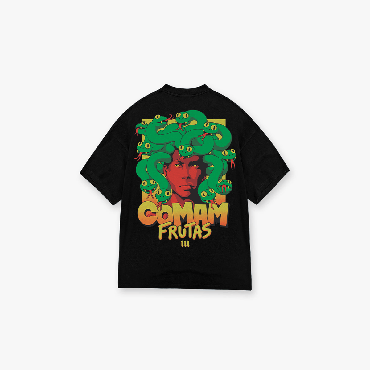 Camiseta Oversized Comam Frutas Gorgons Preto