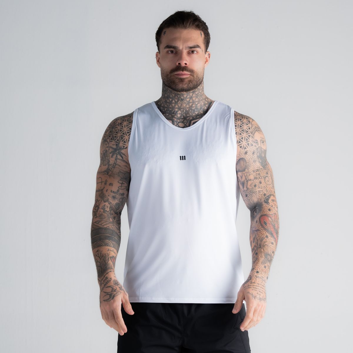 Regata Tank Top Dry Fit Logo Branco