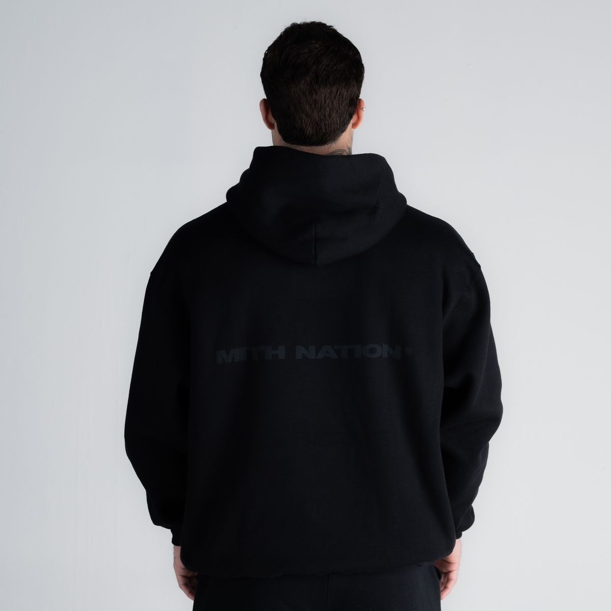 Blusa de Moletom Oversized com Capuz Mith Nation Preto