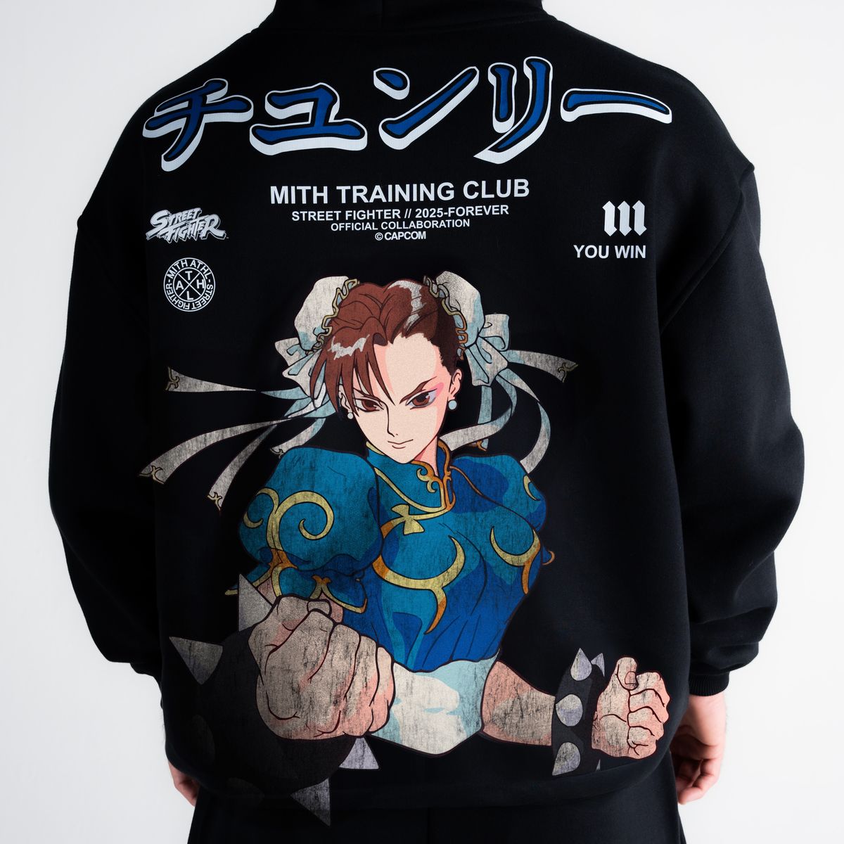 Blusa De Moletom Oversized Capuz Street Fighter Chun Li Preto