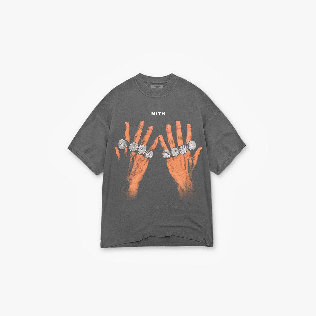 Camiseta Oversized Estonada Rings On Fingers Cinza